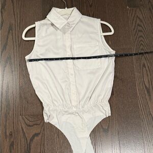 4th + Reckless White Silk Blouse Bodysuit